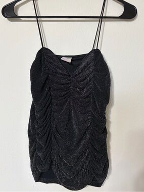 No Boundaries Black Sparkle Ruched Party Top